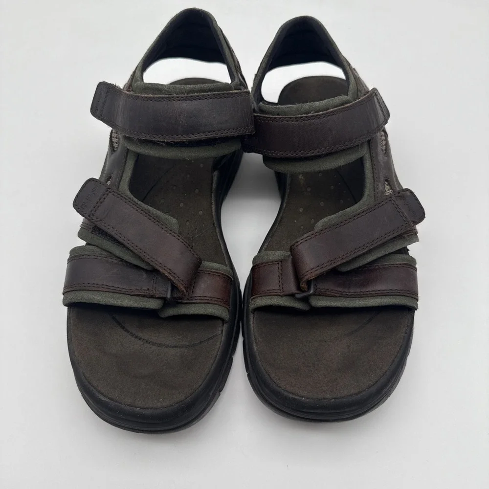 Timberland Men's Leather Upper Sandals, Size 10, In Brown/Olive Green 62004